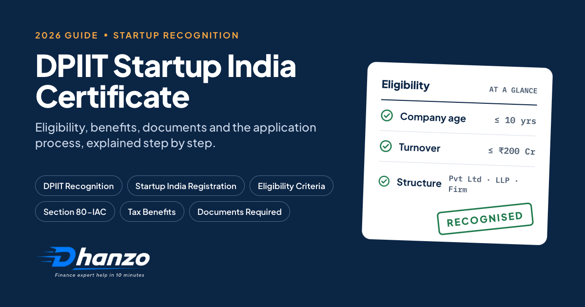 DPIIT Startup India Certificate 2026: Eligibility & Benefits